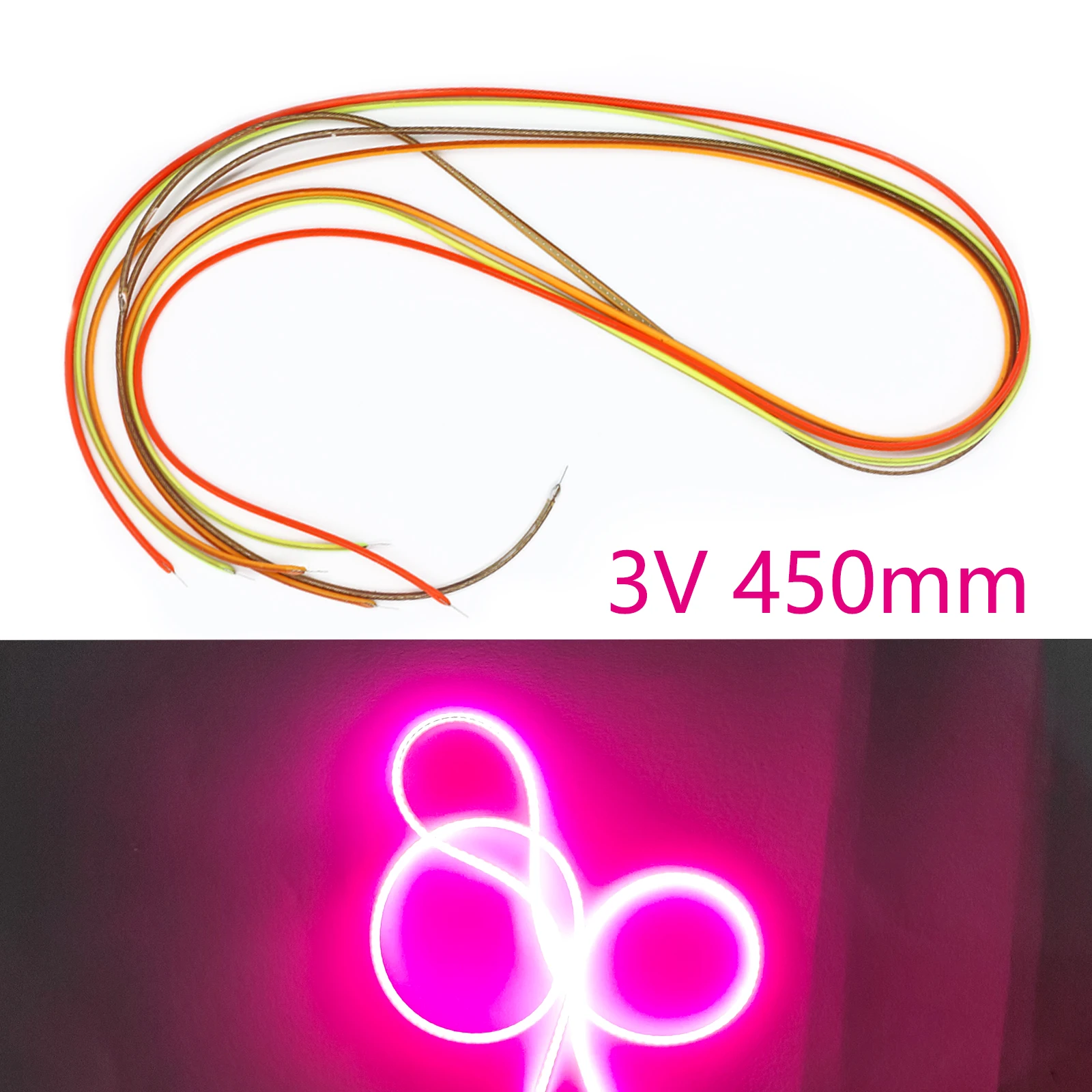 Żarnik Led Cob 3V Miękki Silament Żarówka Edisona Części lampy 450mm DIY Dioda Elastyczne oświetlenie Akcesoria żarnika zielony niebieski różowy