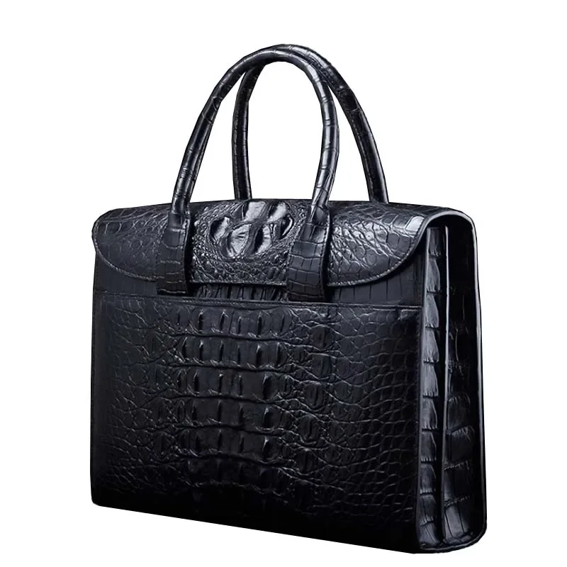 ourui new  crocodile  male  men briefcase  black  handbag  For  bag crocodile  handbag