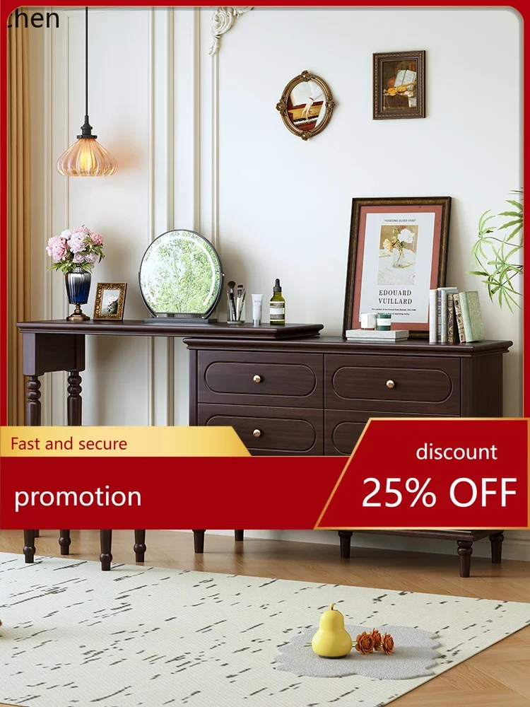 TQH7.2 Solid Wood Dressing Table and Chest of Drawers Integrated Bedroom Storage Cabinet Corner Makeup Table view 3