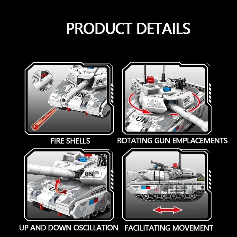 SEMBO BLOCK Serie di carri armati militari Blocchi di costruzione Kit MOC Modelli di veicoli militari Set di costruzioni per auto Giocattoli per ragazzi Regali per bambini