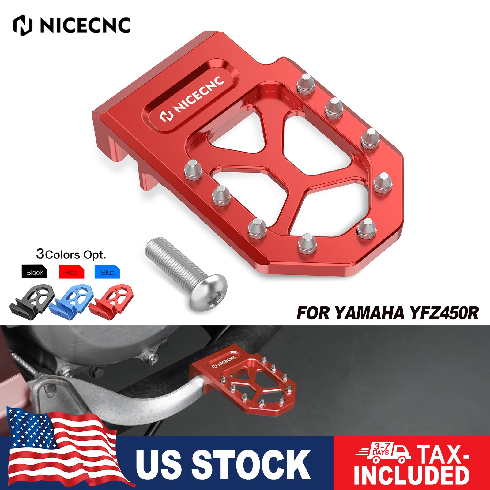 

NiceCNC YFZ 450 удлинитель педали тормозного рычага для Yamaha YFZ450R 2009-2021 YFZ450X 2010-2011 YFZ450 2017, алюминиевый квадроцикл с ЧПУ