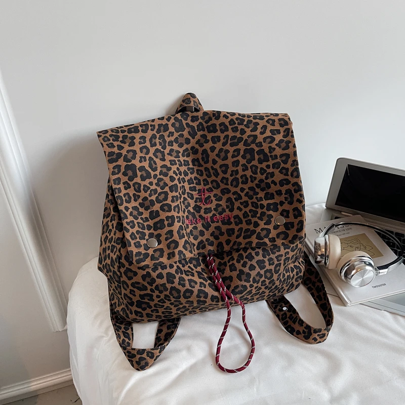 

2025 New Stylish Design Leopard Print Backpacks Hasp Sense of Luxury Popularity Large Capacity Fashion Backpacks for Women