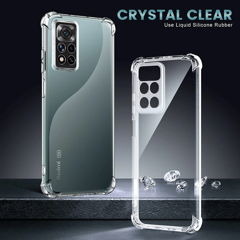 Shockproof Silicone Soft Case For Xiaomi Redmi Note 12 11 11S 11E 11T 10 10S Pro Pro+ Plus Max 4G 5G Clear Ultra Thin Back Cover