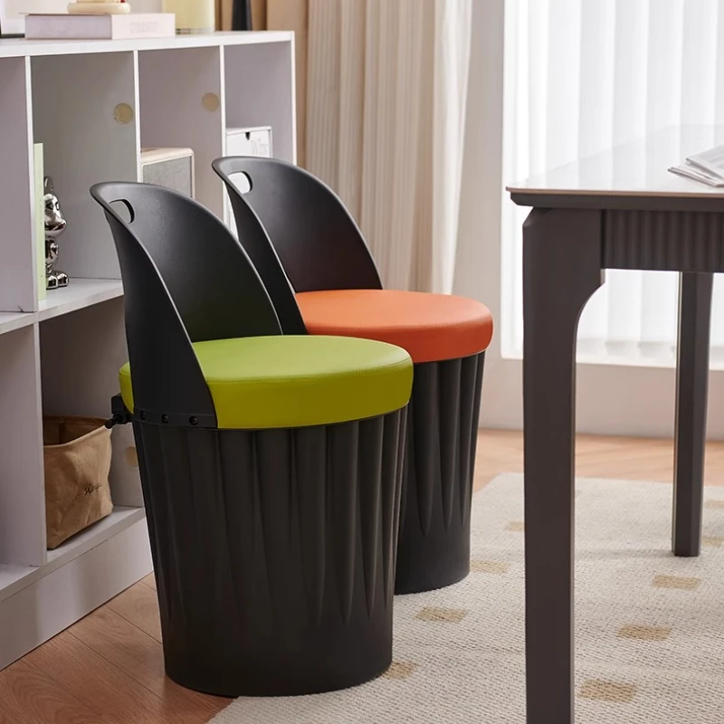 Plastic Storage Dining Chair Thickened Stackable Commercial Chair with Backrest Modern Minimalist