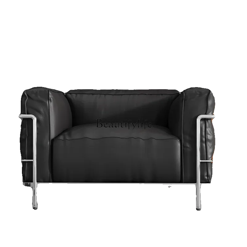

ls 35Nordic leather sofa Italian minimalist Bauhaus black leather art single double
