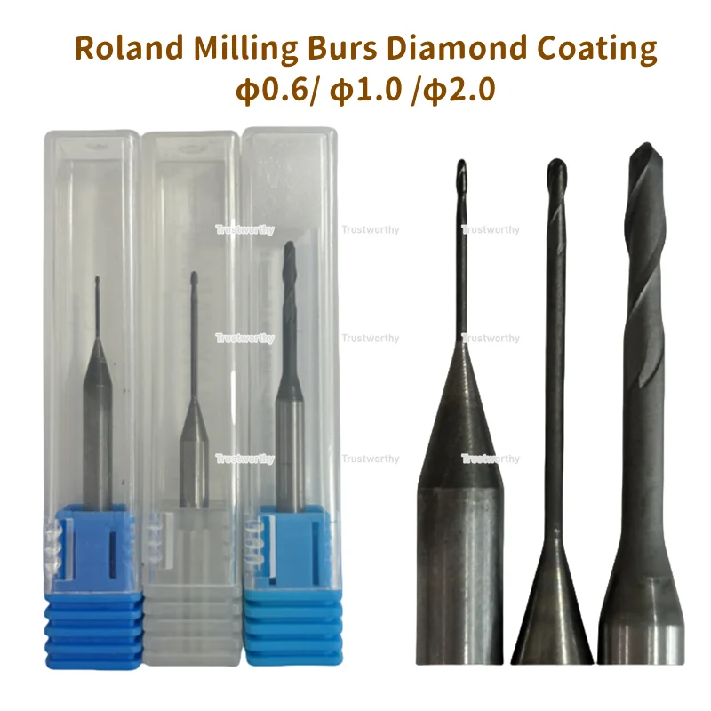 

Dental Roland Milling Burs Cut CAD/CAM Abrasive Coated Diamond Φ2.0 Φ1.0 Φ0.6 Zirconia