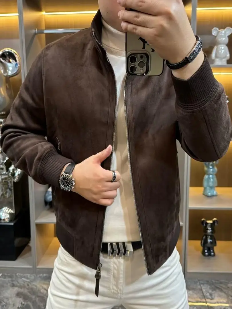 

Осень-зима, мужская повседневная куртка с воротником-стойкой, высококачественная универсальная легкая роскошная верхняя одежда для молодежи