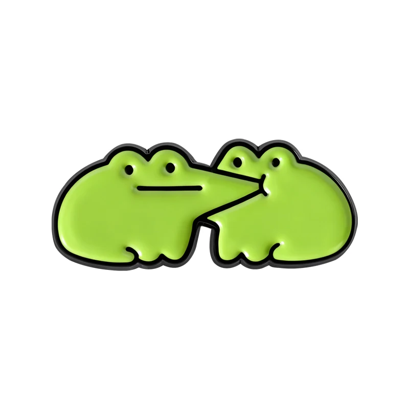Kawaii Frog Enamel Pin — Froggy Kiss Brooch image