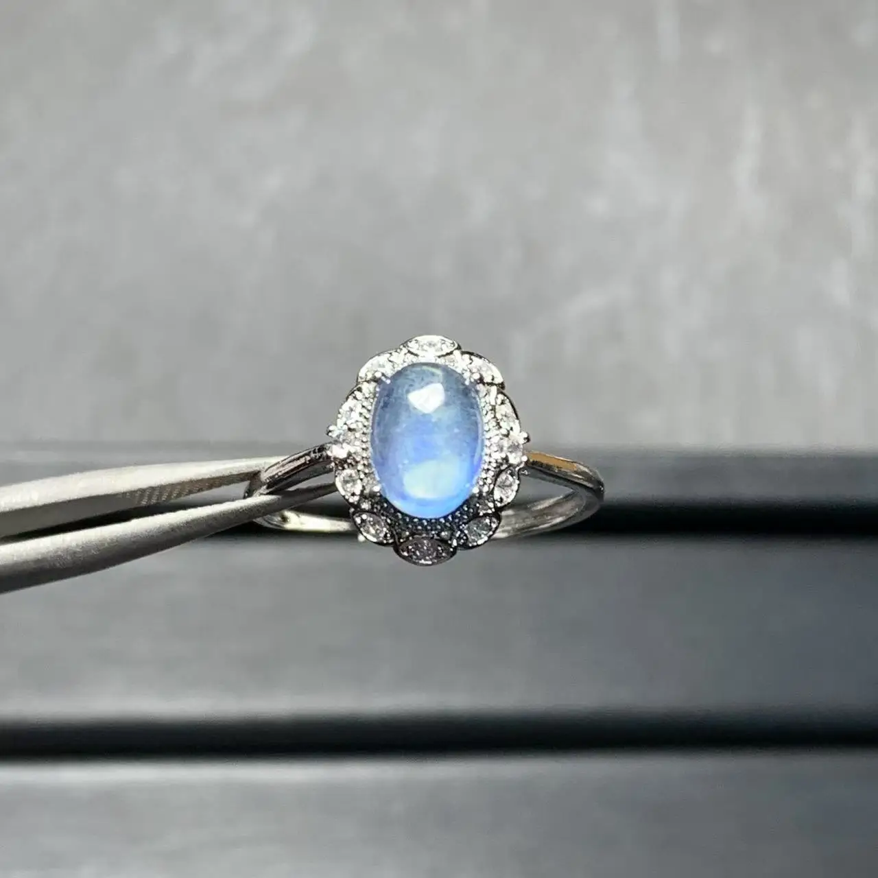 MM Natural Aquamarine Ring  Adjustable Female  Jewelry for Women Gift Wholesale High Quality Vintage Fine view 4