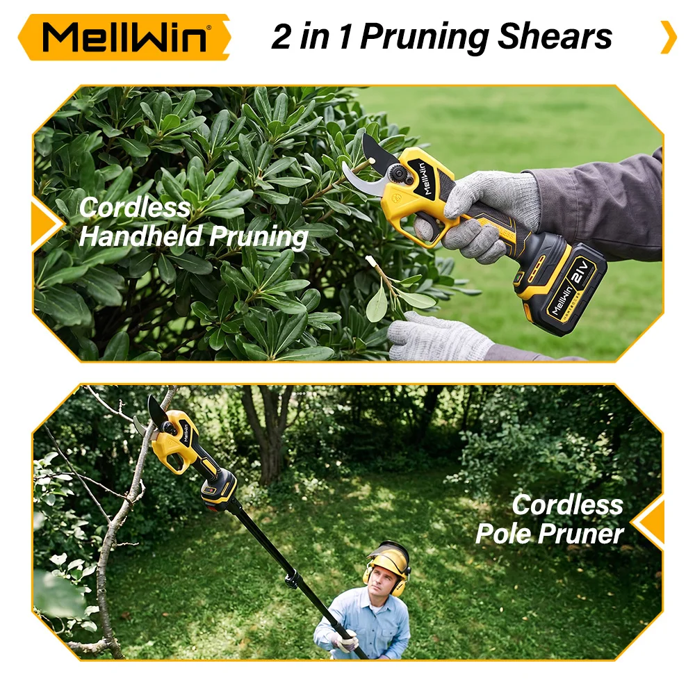MELLWIN Electric Pruning Scissors 60mm Brushless 2 in 1 with 180cm Telescoping Pole Garden Pole Pruner Tool for Makita 18V Battery Pin - Image 5