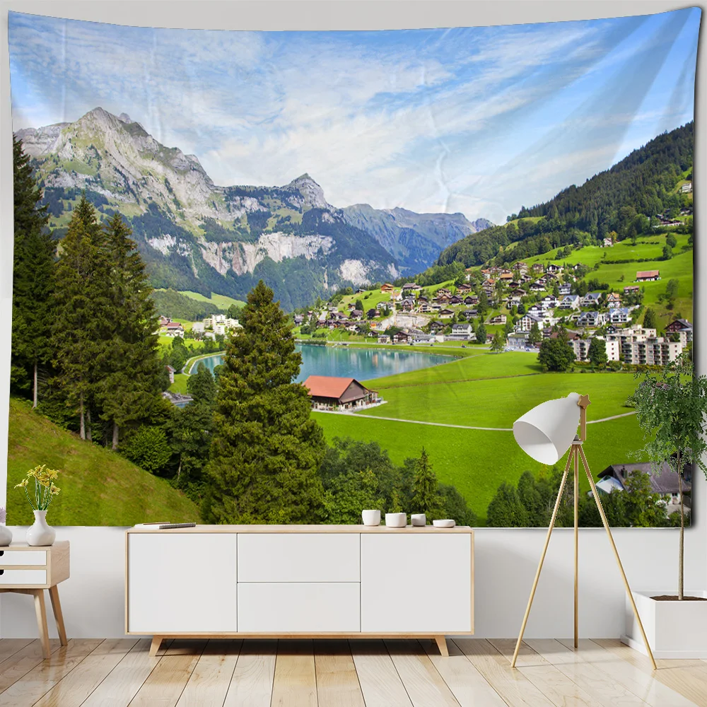 

Natural landscape wall hanging tapestry art decoration curtains home bedroom living room