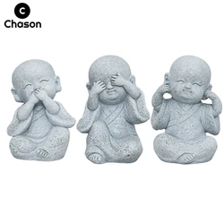 Buddha Stone Statue Little Buddhist Monks Tibetan Buddhism Figurines Zen Garden Ornament Meditation Home Aquarium Decoration