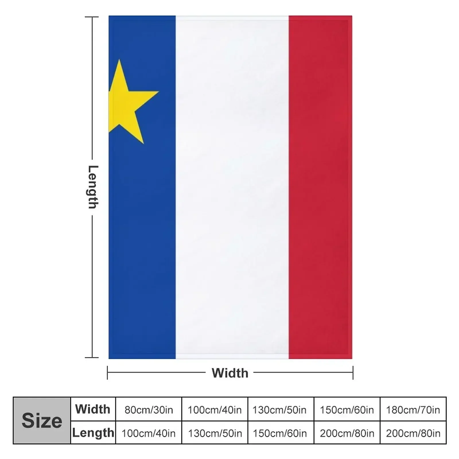 Acadie Acadia Flag blue white red North American New Brunswick Acadian French Canada HD Throw Blanket Soft Blankets