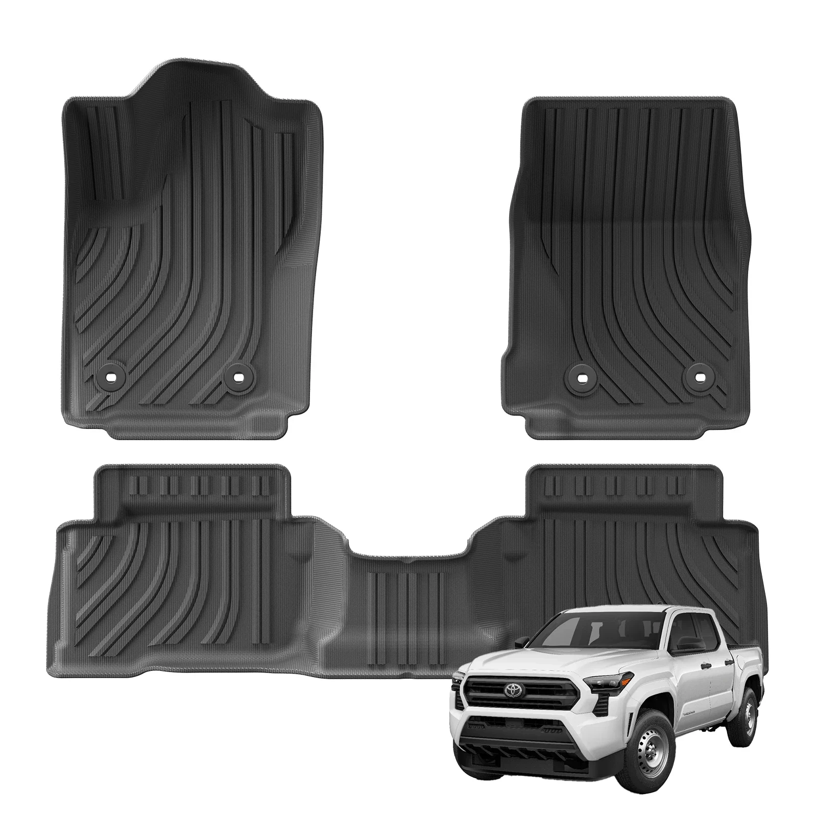 

for Toyota Tacoma 2024 (Double Cab) Car Floor Mats All Weather TPE 3D Foot Mat Black Left Rudder Black