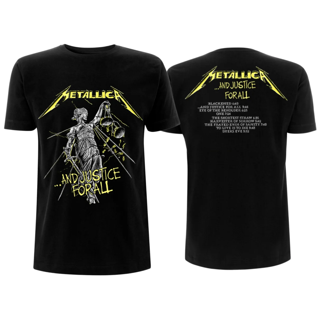 T-shirt imprimé inspiré de Metallica - And Justice For All - Groupe de rock classique - T-shirt décontracté pour tous les jours pour hommes et femmes