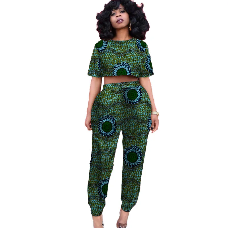 Custom Size African Suits Original Design Women Mini Tops Patch Jogger Pants Nigerian Fashion Lady\'s Ankara Print Party Wear