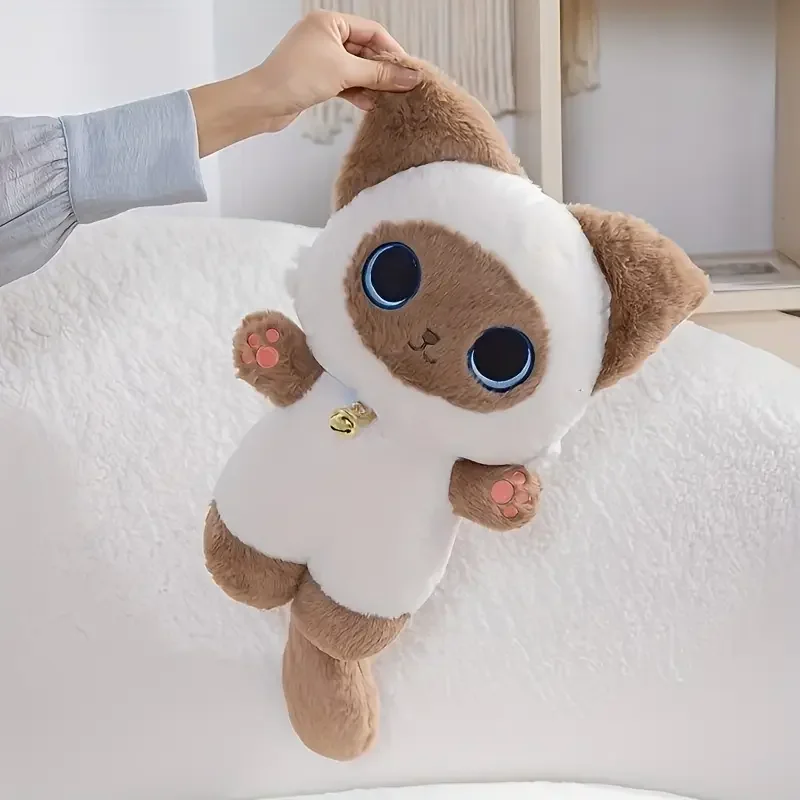 25 سنتيمتر جديد Kawaii لينة الكرتون الحيوان سلسلة سيامي القط مع جرس ألعاب من القطيفة رفيق الدمى هدايا عيد الميلاد للأطفال