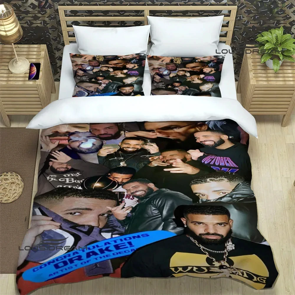 3D Print Rapper Drake Bedding Set,Duvet Cover Comforter Bed Set Quilt Cover Pillowcase,King Queen Twin Size Boys Girls Adults