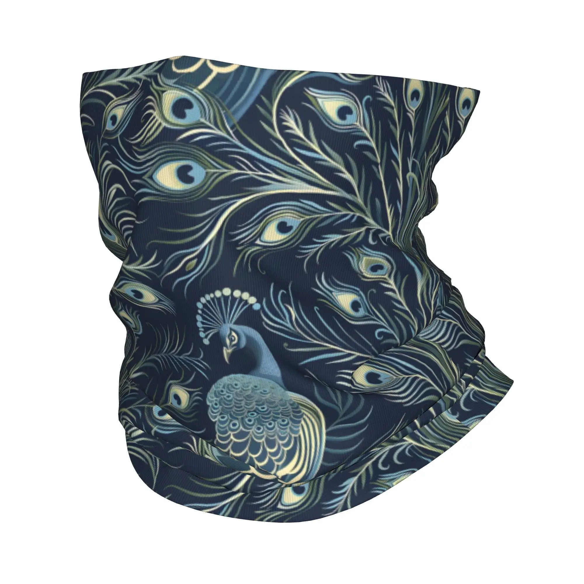 Elegant Peacock Eye Feather Pattern Bandana Neck Cover Printed Wrap Scarf Warm Headband Outdoor Sports For Men Women Adult