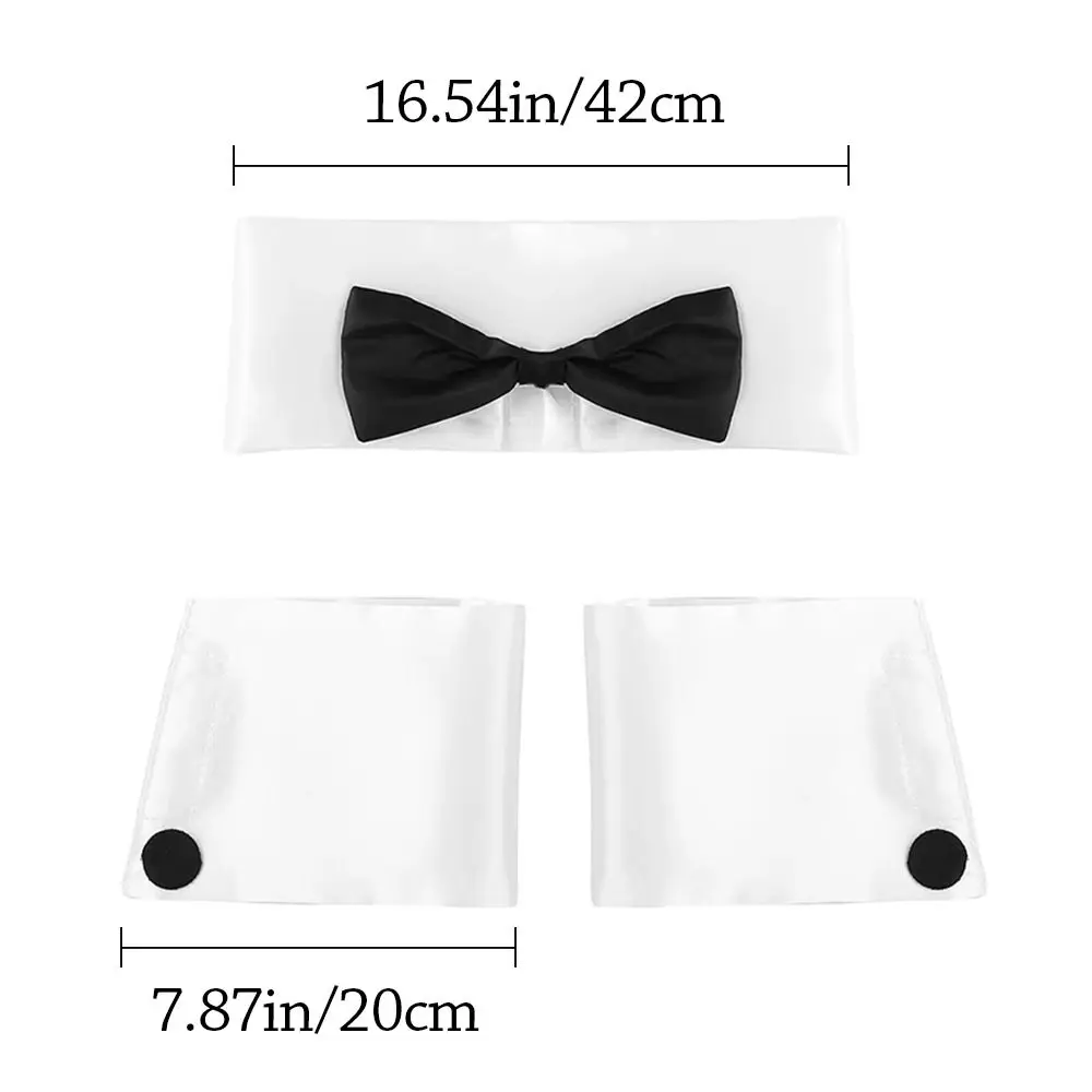 3-teiliges Set Modische Herren-Fliege und Manschetten-Set Business Designer Kellner Smoking Verstellbares Cosplay-Outfit für Partys – Detail 1