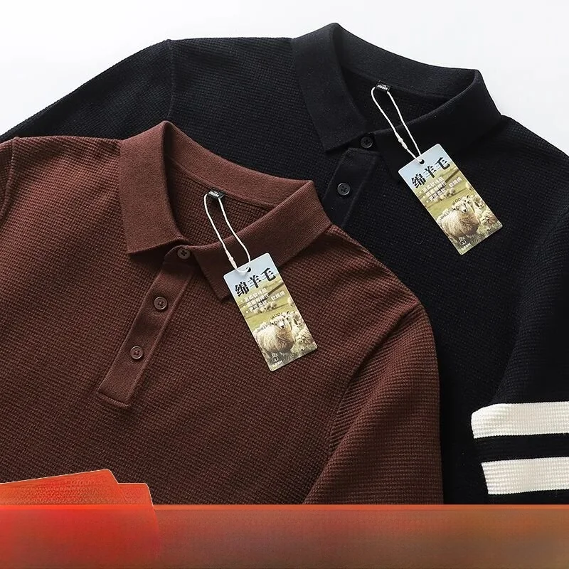 

Итальянский вязаный свитер из смесовой шерсти премиум-класса, модный повседневный свитер с отложным воротником, свободный крой, длинный све, теплый