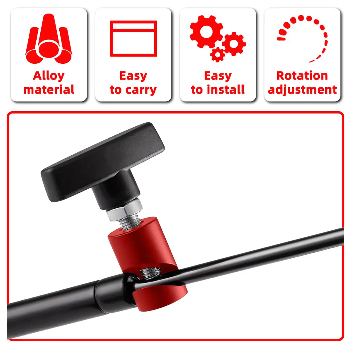 PINMOAP 1/2PCS Hood Strut Clamp Aluminum Alloy Secure Grip Quick Adjust Red Black Blue Yellow Vehicle Hood Support Holder