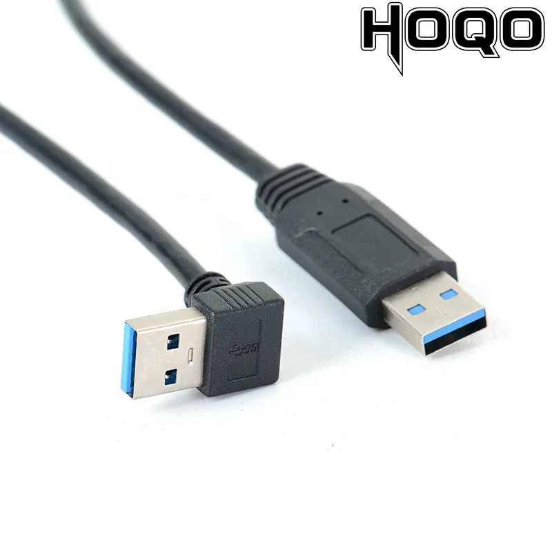 Kabel USB 3.0 A męski-męski kątowy 60 cm, szybki transfer danych, przedłużacz do obudowy dysku twardego zewnętrznego, HUBA Revolution A męski
