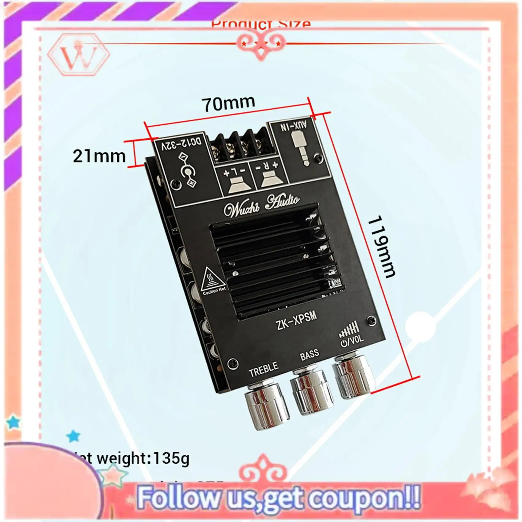 

Upgraded 2X ZK-XPSM 150Wx2 Bluetooth Treble And Bass Adjustment Subwoofer Amplifier Board High Power Audio Stereo AMP TDA7498E