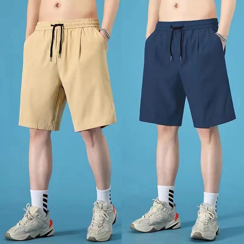 

Мужские шорты из ледяного шелка: летние, тонкие, быстросохнущие, свободные, для пляжа и бега, с охлаждающим эффектом, повседневные, с низкой посадкой, длиной до колена