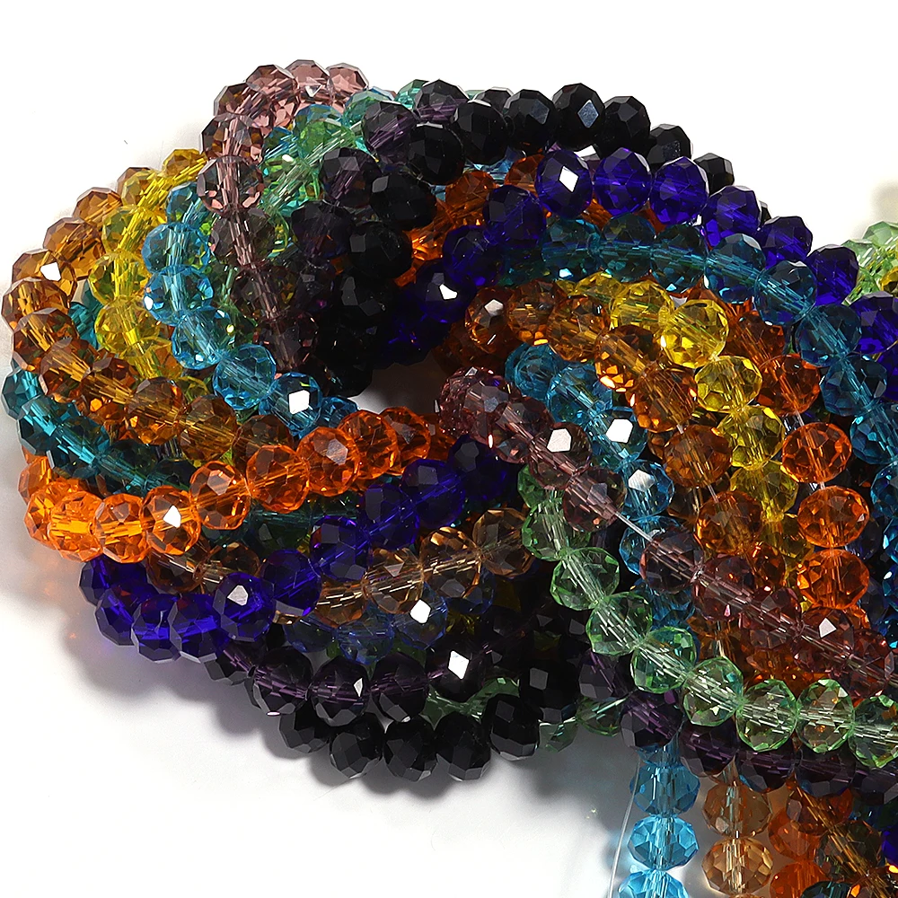 3/4/6/8/10 مللي متر الأوجه AB الزجاج الشفاف كريستال Rondelle الخرز الملونة فضفاض خزر عازل لصنع المجوهرات قلادة سوار ذاتي الصنع #6