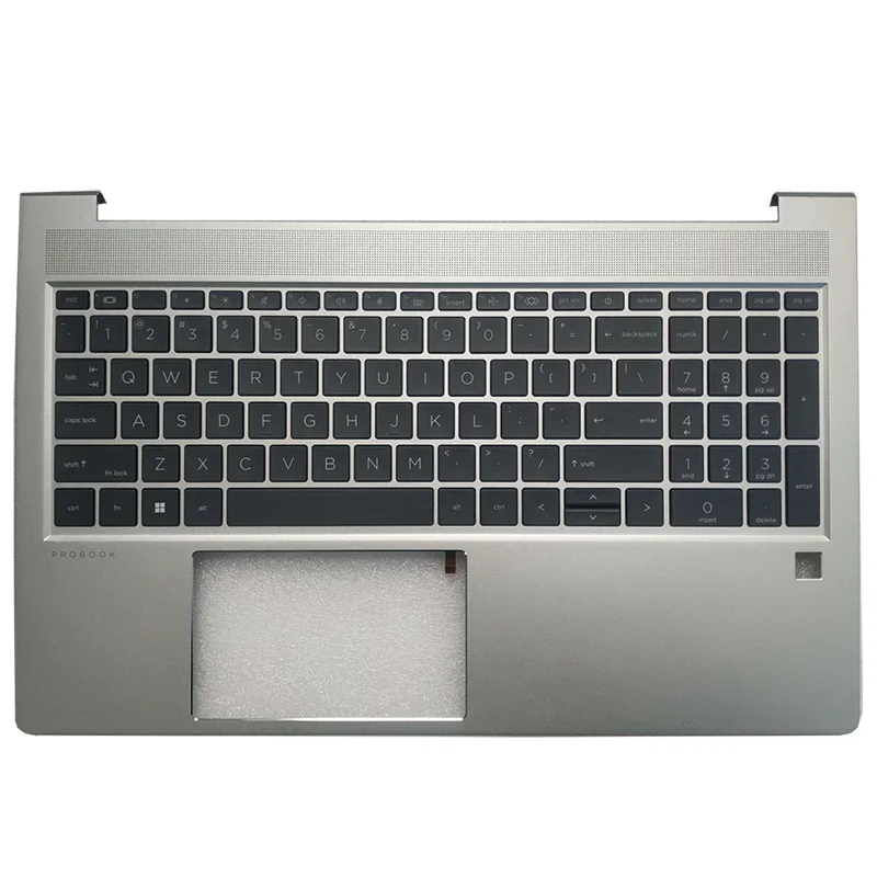 NEW For HP Probook 650 G8 US laptop keyboard palmrest upper cover With fingerprint hole  backlight