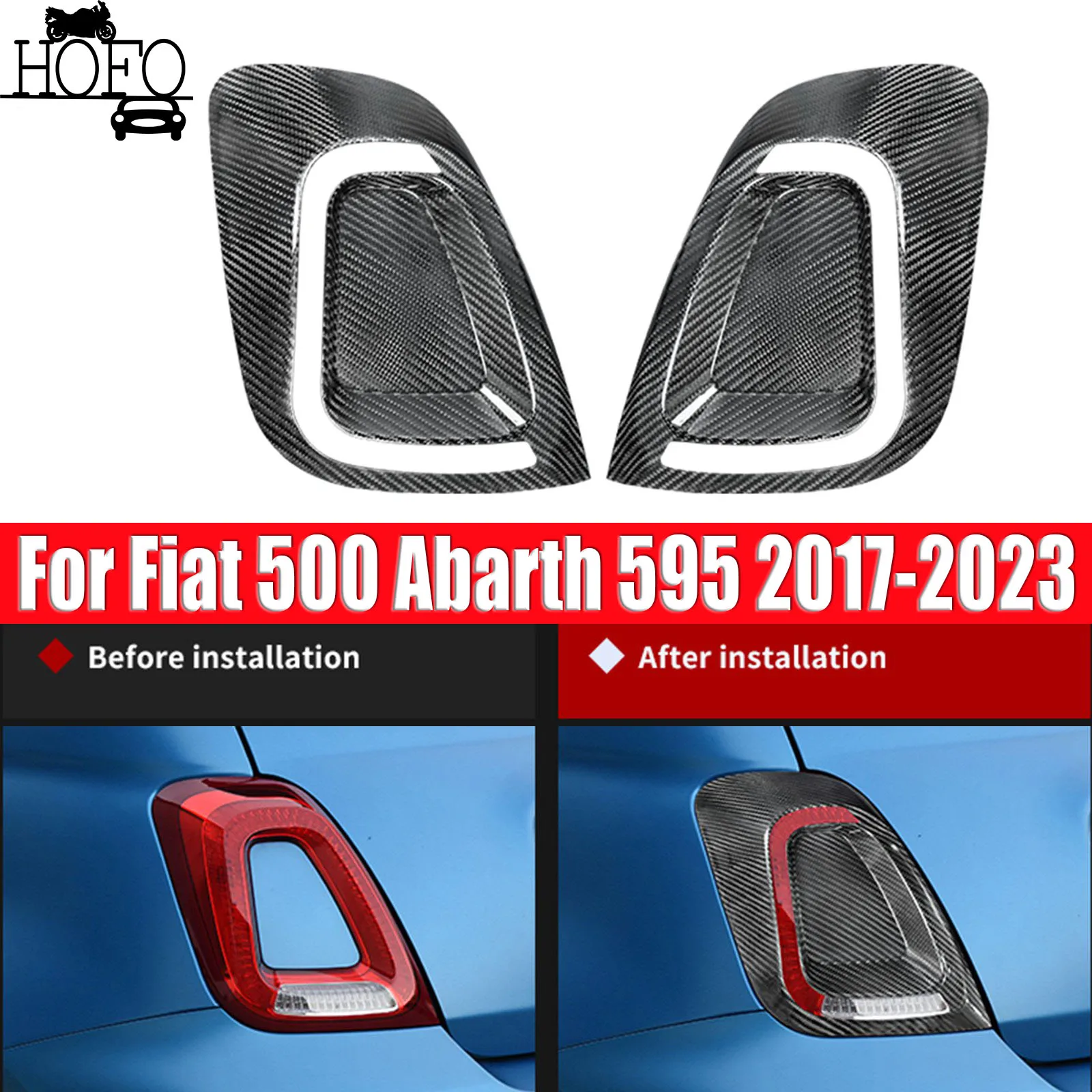 

For Fiat 500 Abarth 595 2017-2023 Car Tail Light Cover Trim