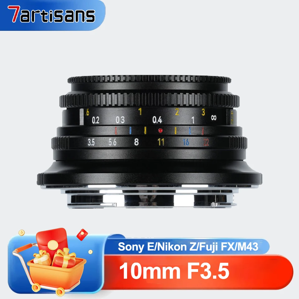 

7Artisans 10mm F3.5 APS-C Wide Angle Manual Focus Prime Lens for Sony A7III Nikon ZFC Fuji X-A1 Olynpus EP1