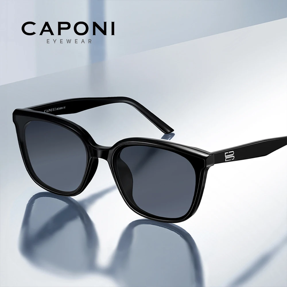 CAPONI Polarized Sunglasses Men Outdoor High Quality Driver Sun Glasses Photochromic UV400 Brand Designer Black Shades BS24048