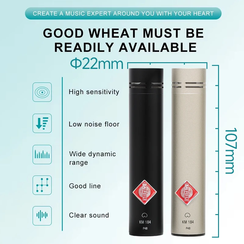 Hot Sale KM 184  Professional XLR Microphone Condenser Studio Recording Metal Plug-play Wired Dual Microphone for Singing