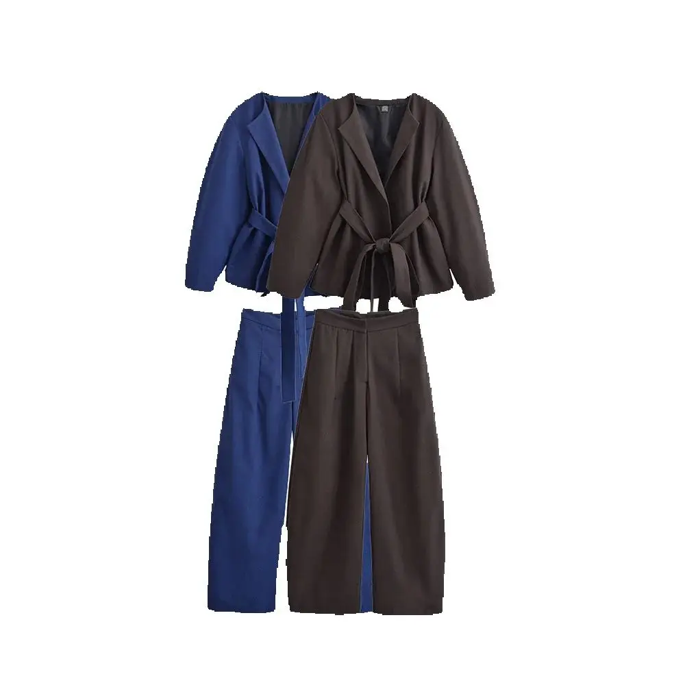 

Осенний новый женский модный однотонный льняной пиджак в стиле кимоно и брюки с изогнутым ножом