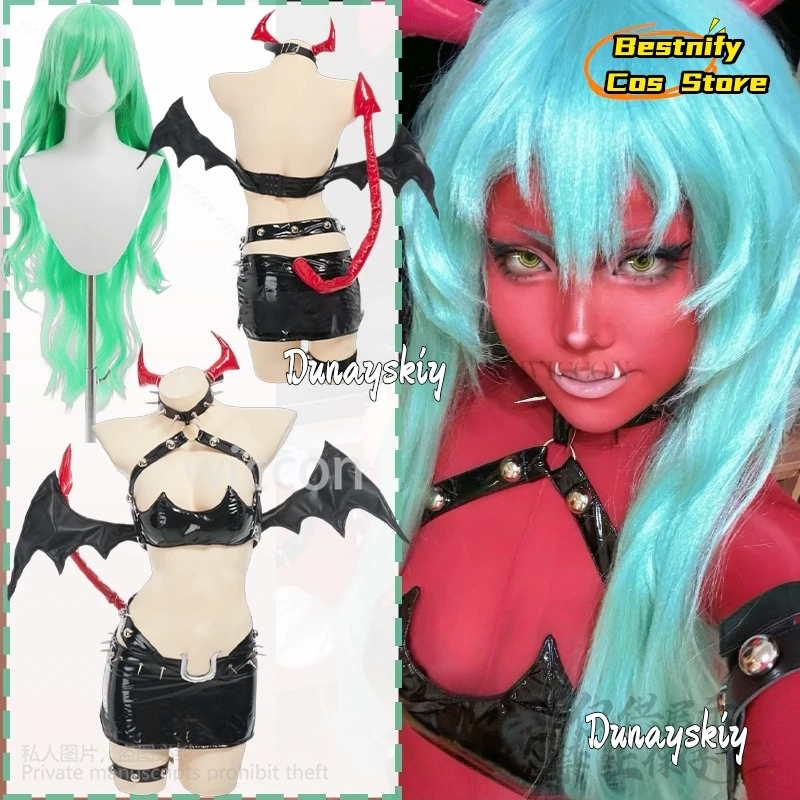 

Scanty Cosplay PANTY & STOCKING With GARTERBELT Anime Costume Nightclub Queen Patent Leather Demon Sexy PU Tight Suit Outfit