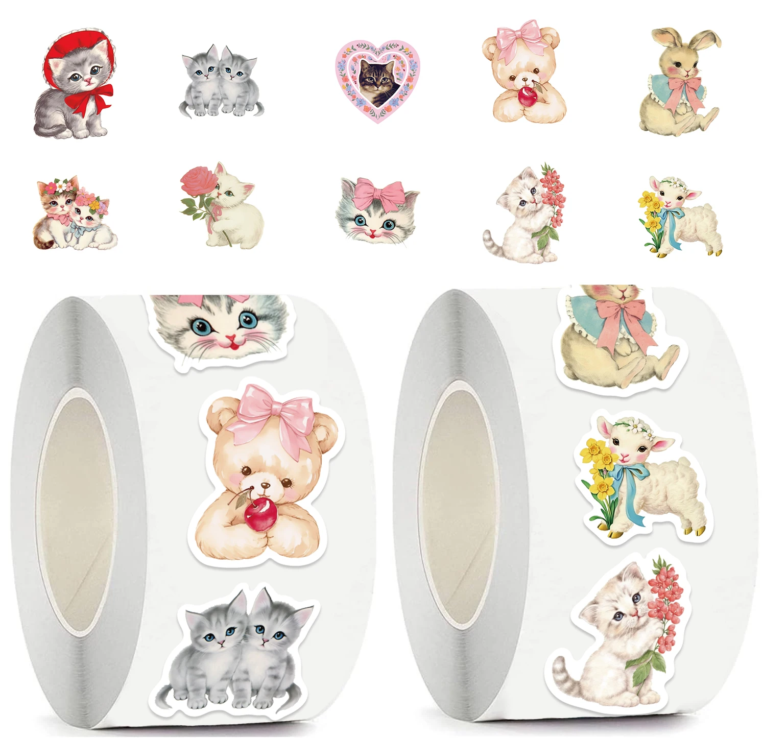 500PCS Vintage Tiere Clipart Aufkleber Rolle Aufkleber Vinyl Aufkleber Für Erwachsene Aufkleber Für Loptop Wasser Flaschen Skateboard Telefon