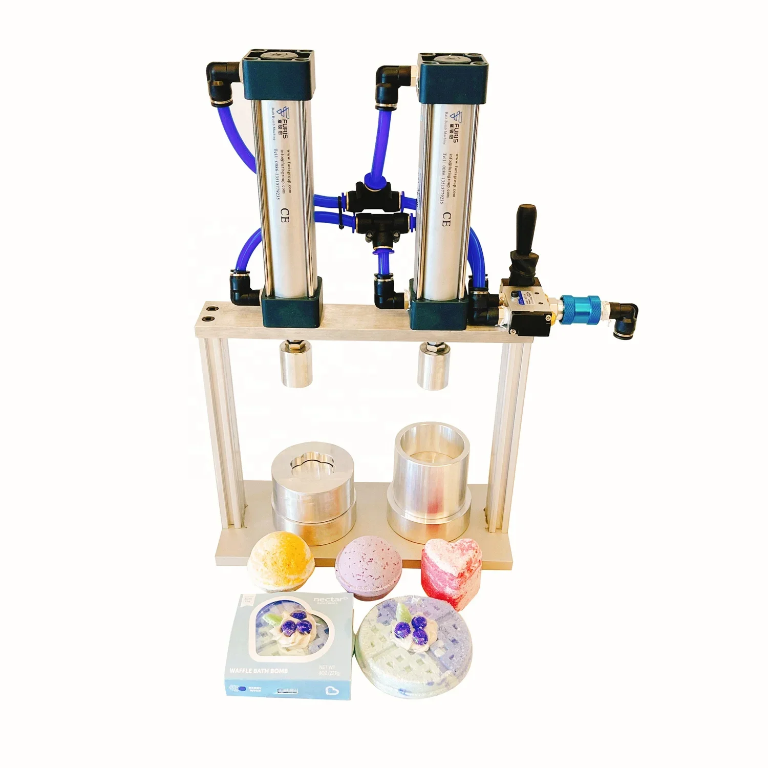 Low Price Two Molds Press Machine Pneumatic Press Bath Bomb Machine Spa Use Shampoo Bar Bath Bomb Press Factory Sale