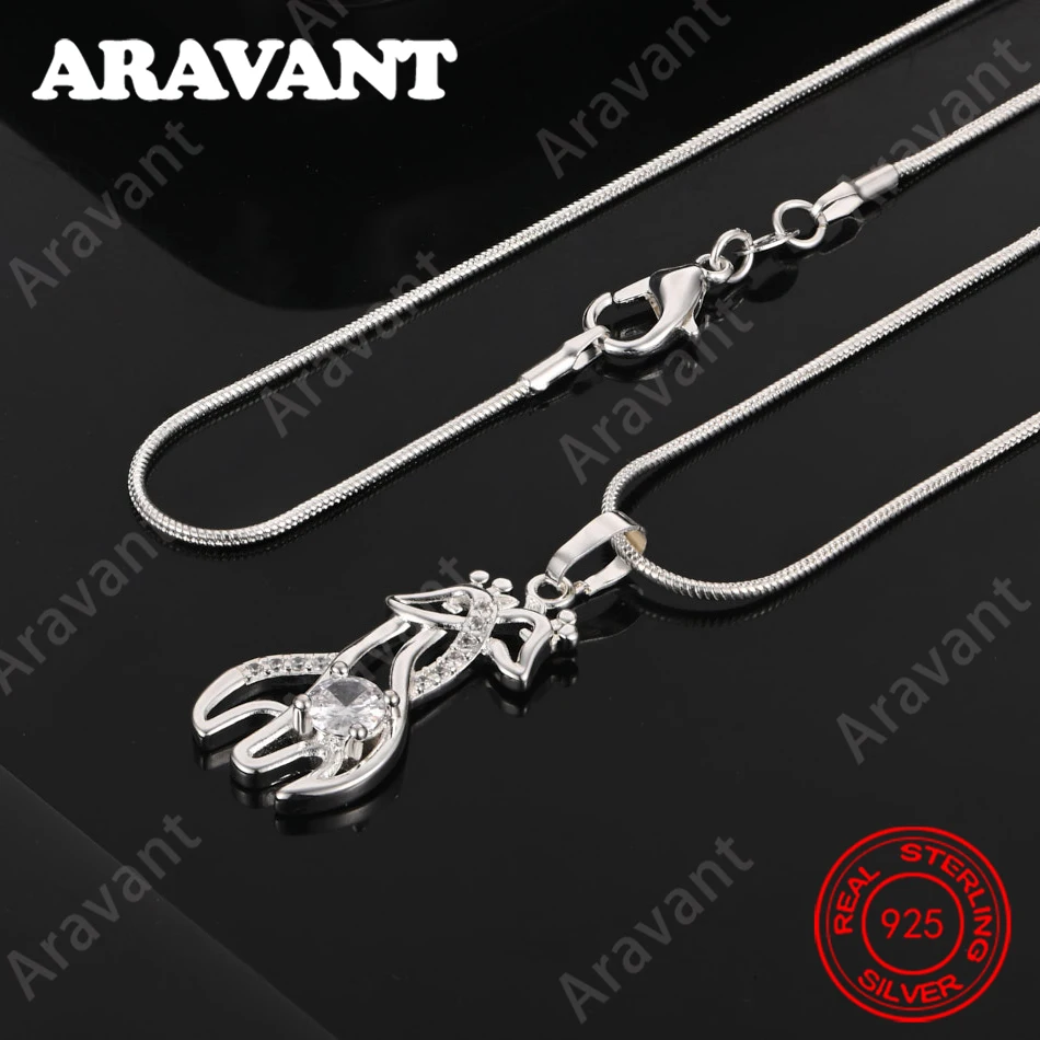 925 스털링 실버 사슴 모양 큐빅 펜던트 목걸이 일상 액세서리 여성용 심플하고 우아한 주얼리