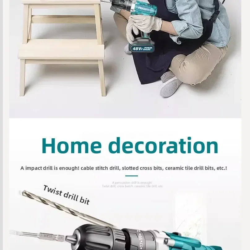 مثقاب كهربائي ليثيوم بدون فرش 110 فولت/220 فولت مثقاب كهربائي قوي لاسلكي مع وظيفة مفك براغي تيار متردد #1