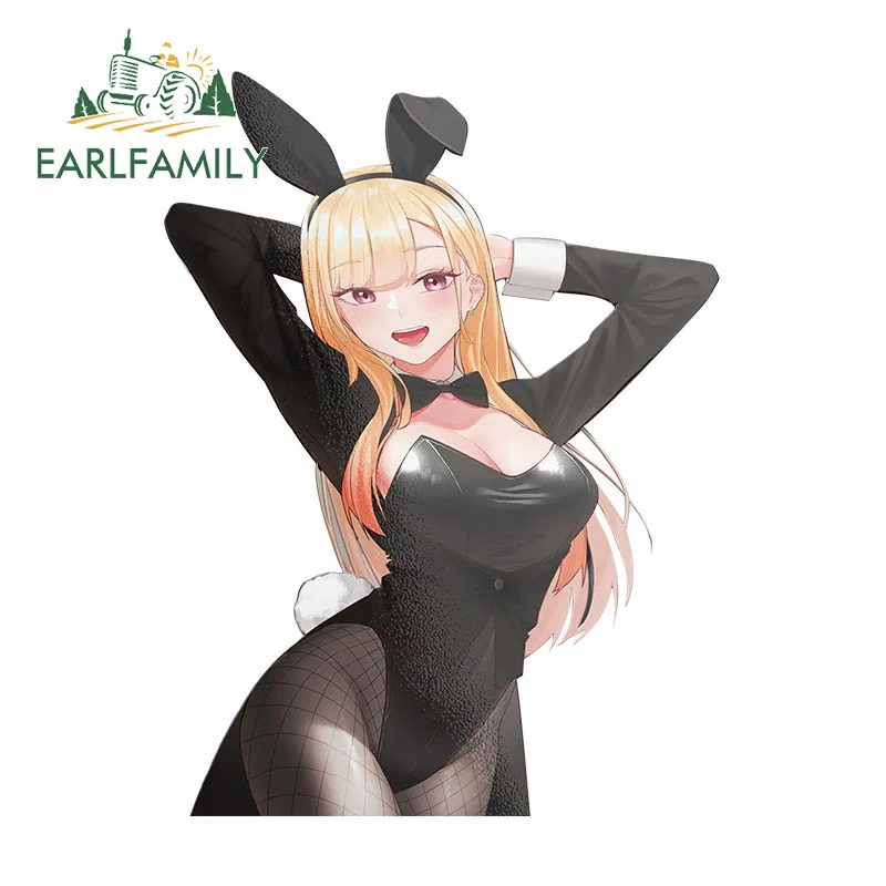 EARLFAMILY 13cm X 9.7cm Bunny Marin Car Stickers Sexy Anime Sunscreen Decals Occlusion Scratch Bumper Simple Car Door Protector