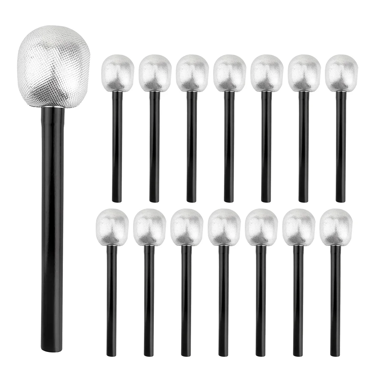 15 Pack Toy Microphone Stage Mic Silver Glitter Microphone for Cosplay Stage Play Rock Star Prop Karaoke Theme Party