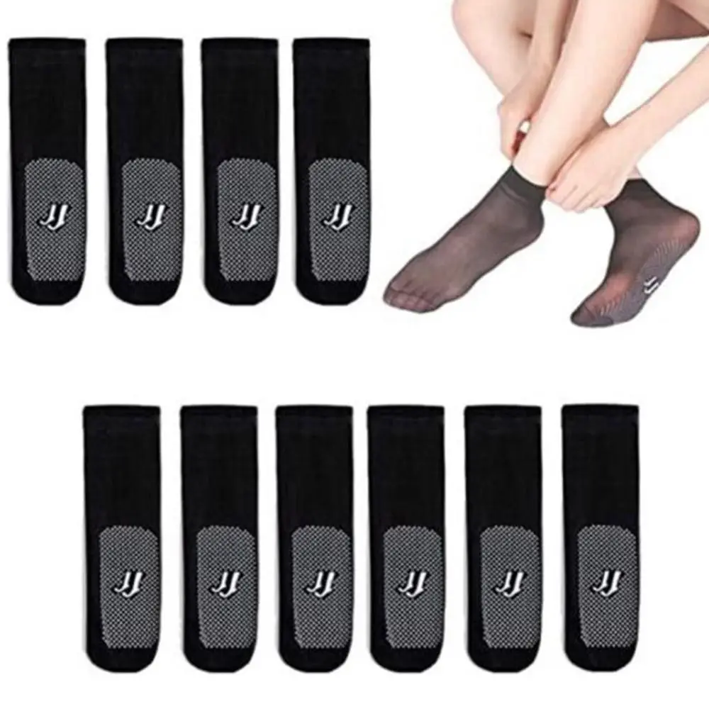 

5Pair New Slip-resistant Massage Bottom Invisible Crystal Silk Socks Short Stockings Silk Sheer Ankle Socks Non-marking