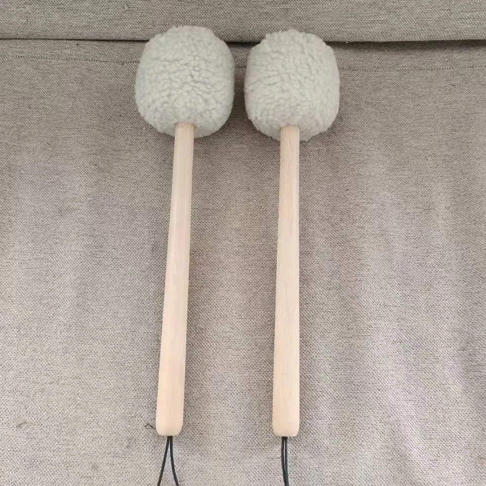 

Two Pieces Professional Felt Mallet Gong Hammer with Wooden Handle Percussion Musical Instrument