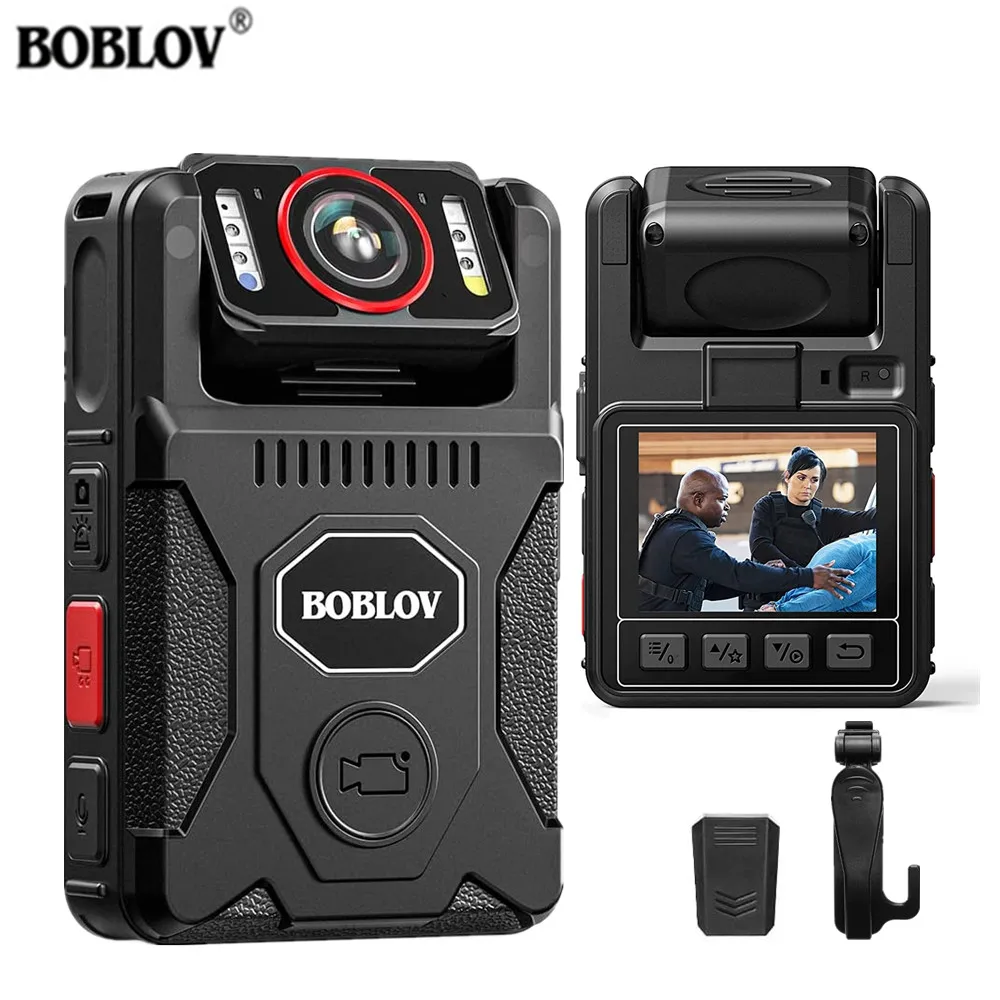 BOBLOV M7 Pro 4K GPS Body Mounted Camera 128GB Video Recorder 180° Rotate Camera 4000mAh Battery for 15 Hours Recording Bodycam