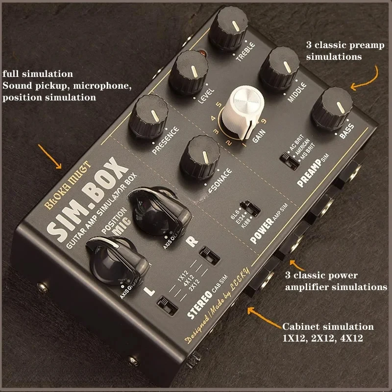 

Full ，Guitar Cabinet Simulation DI Box, Stompbox Effector,3 Classic Pre/Post-Amp Simulations