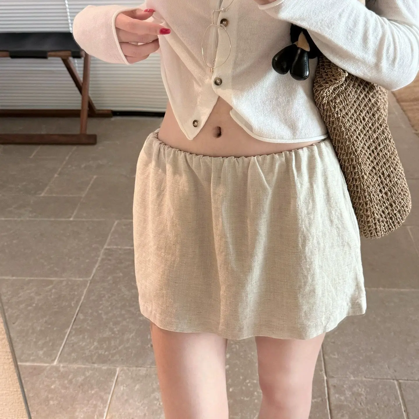 Breathing Texture Cotton and Linen Skirt for Women, New Summer Hot Girl Slimming and Anti-exposure A-line Culottes