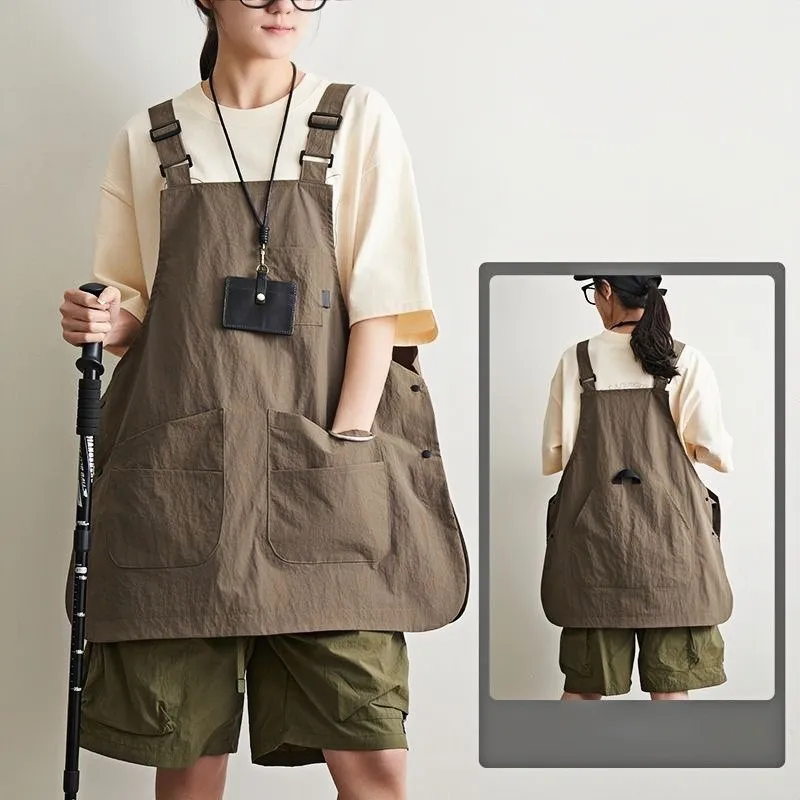 Anti-Dirty Oil Long Vest Waterproof Kitchen Apron With Pockets Women's Painting Cooking Working Pinafore Nail Salon Beauty Apron