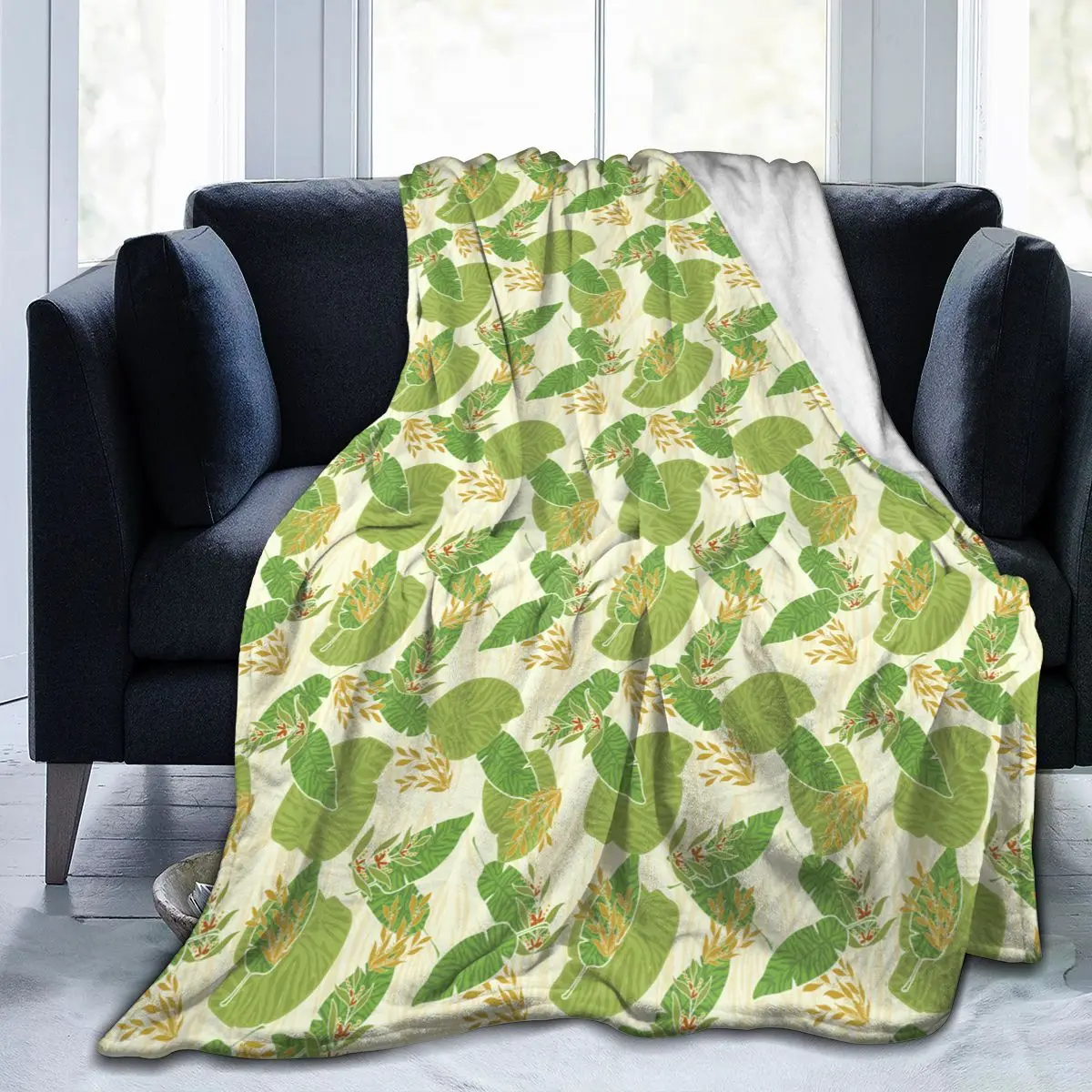 Tropical plant Throw Blanket Soft Flannel Blanket for Chair Travelling Camping Kids Adults Bed Couch Cover Winter Queen King